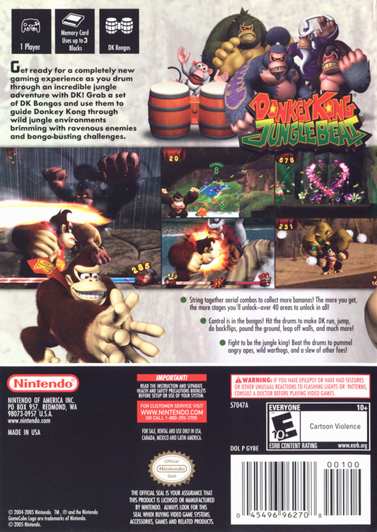 Donkey Kong: Jungle Beat | GameCube | back cover | Data by MobyGames.com