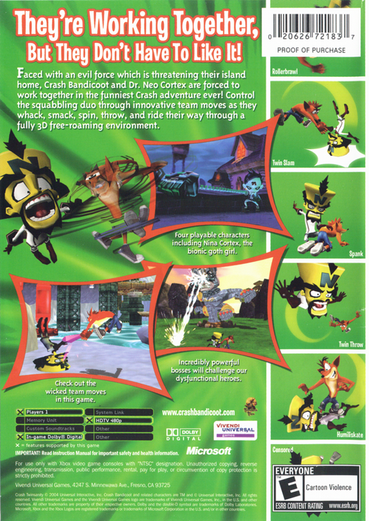 Crash Twinsanity | Xbox | back cover | Data by MobyGames.com