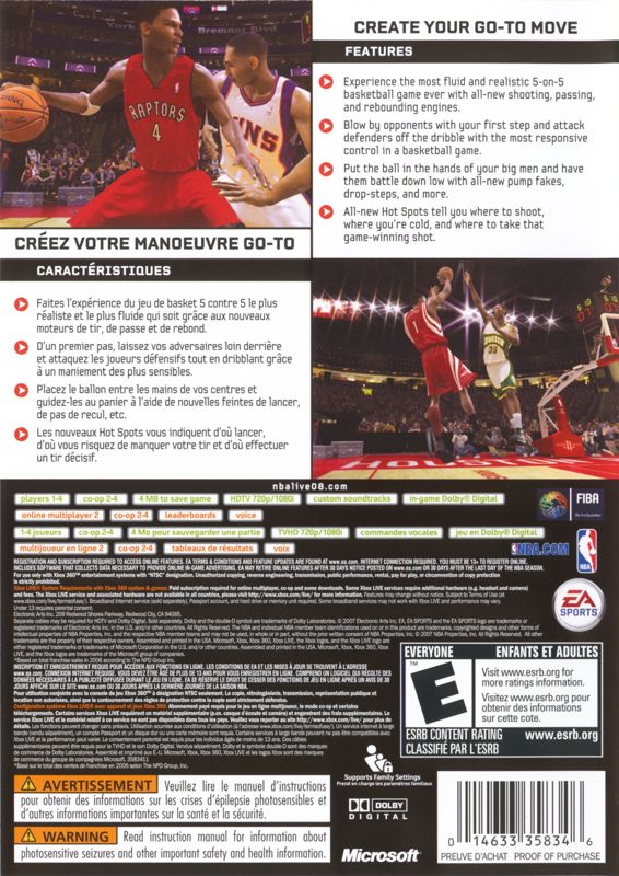 NBA Live 08 | Xbox 360 | back cover | region=North America | source-country=Canada,United States | zypher-v2 | moby-4e087a93a936 | Data by MobyGames.com