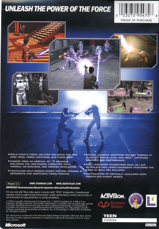 Star Wars: Jedi Knight II - Jedi Outcast | Xbox | back cover | Data by MobyGames.com