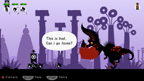Patapon | PSP | gameplay screenshot | region=North America | source-country= | zypher-v2 | moby-c7398fbb81bd | Data by MobyGames.com