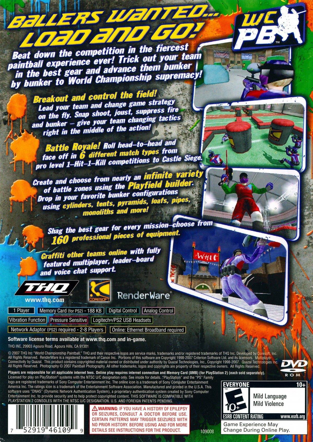 World Championship Paintball | PlayStation 2 | back cover 1 | Region: North America | Source: LaunchBox