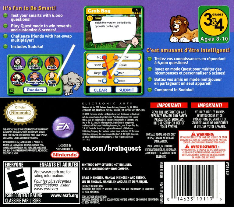 Brain Quest: Grades 3 & 4 | Nintendo DS | back cover 1
