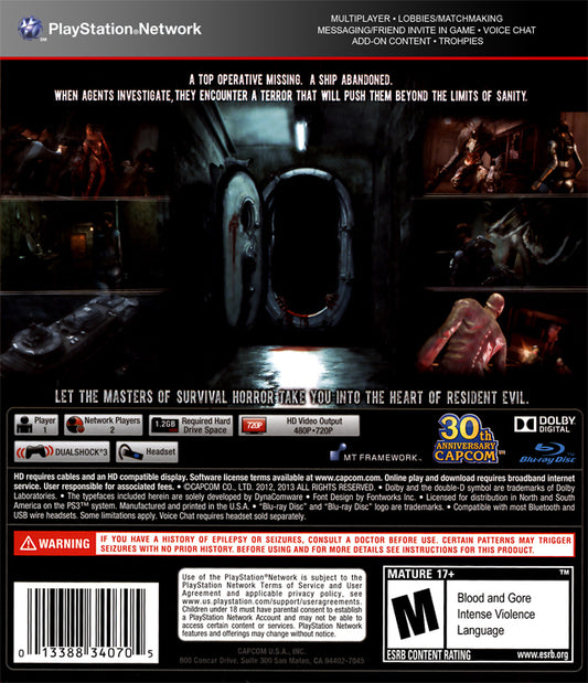 Resident Evil: Revelations | PlayStation 3 | back cover 1