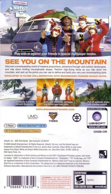 Shaun White Snowboarding | PSP | back cover 1 | Region: North America | Source: LaunchBox