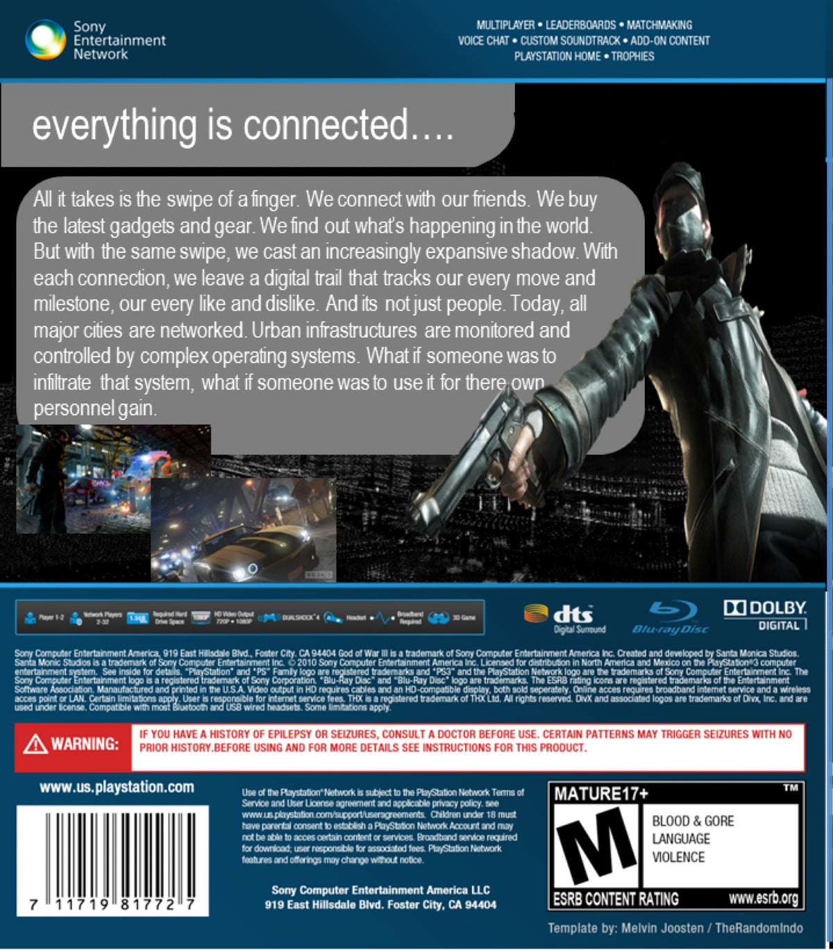 Watch_Dogs | PlayStation 4 | back cover 1 | Region: North America | Source: LaunchBox