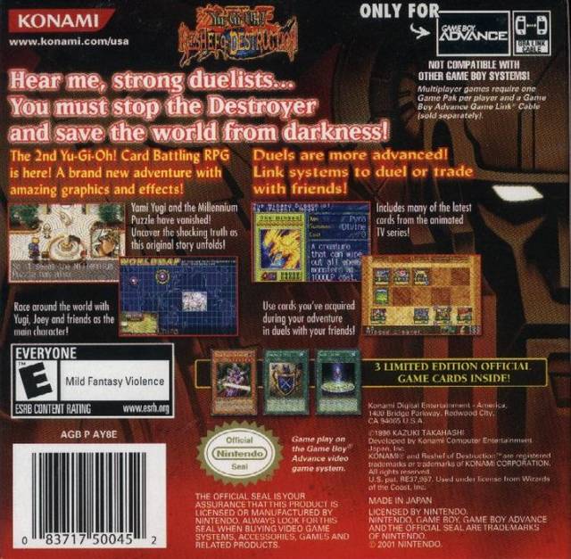 Yu-Gi-Oh!: Reshef of Destruction | Game Boy Advance | back cover 1 | Region: North America | Source: LaunchBox