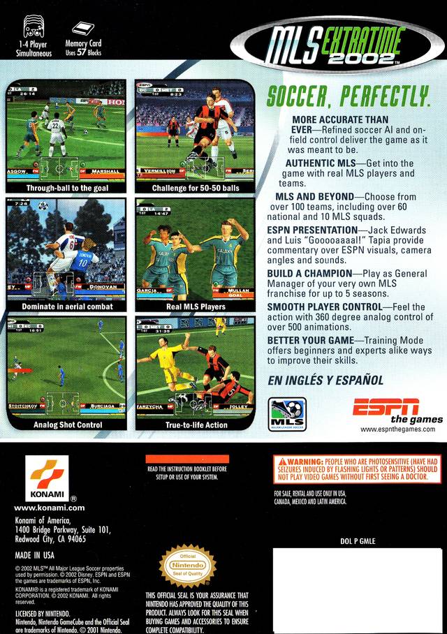 ESPN MLS ExtraTime 2002 | GameCube | back cover 1