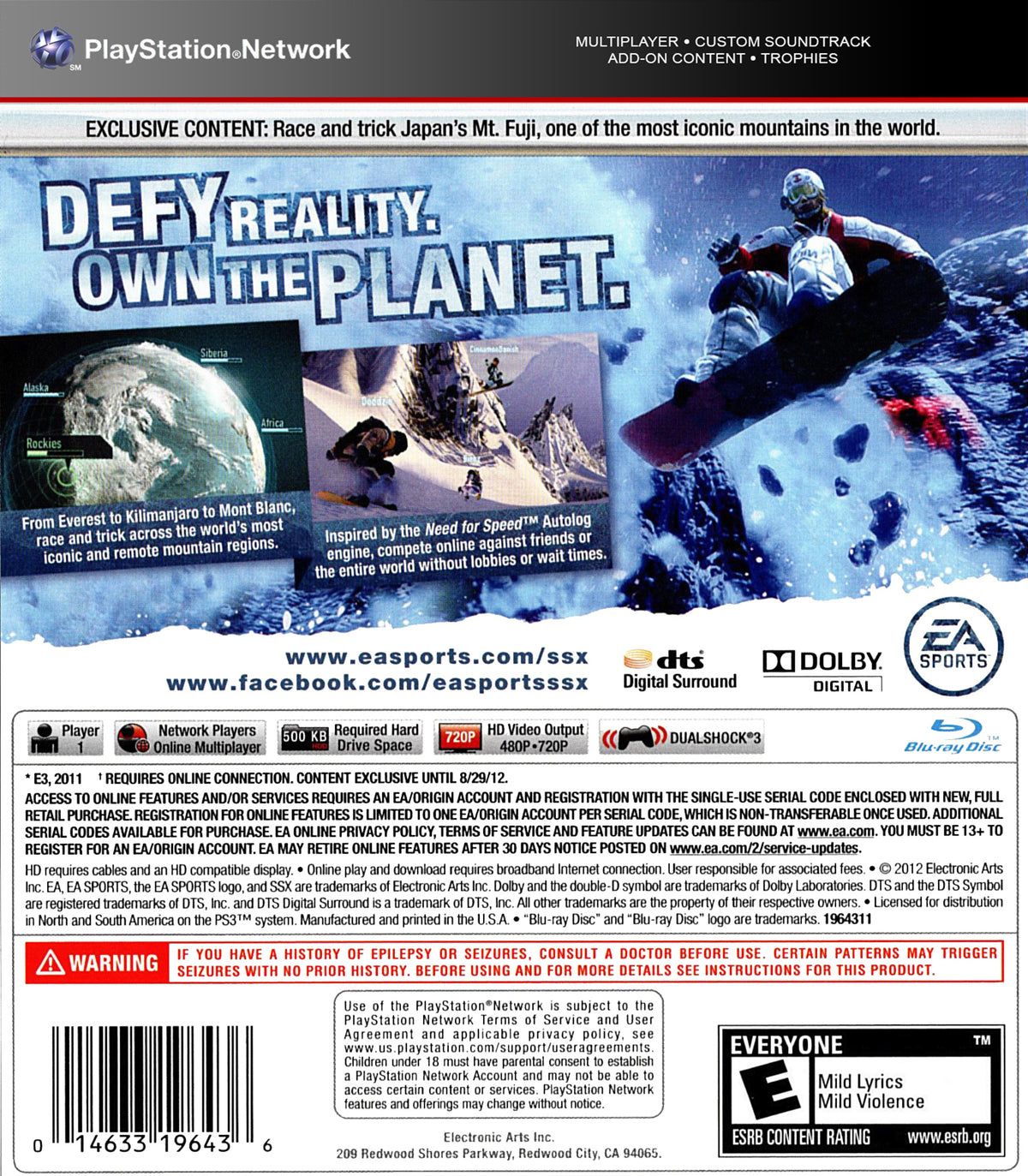 SSX | PlayStation 3 | back cover 1