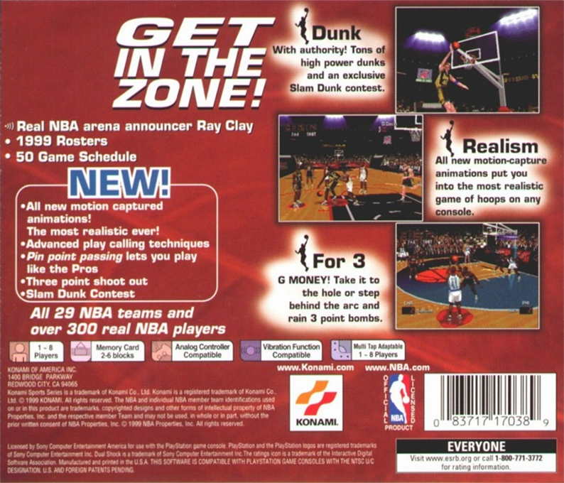 NBA in the Zone | PlayStation | back cover 1 | Region: North America | Source: LaunchBox