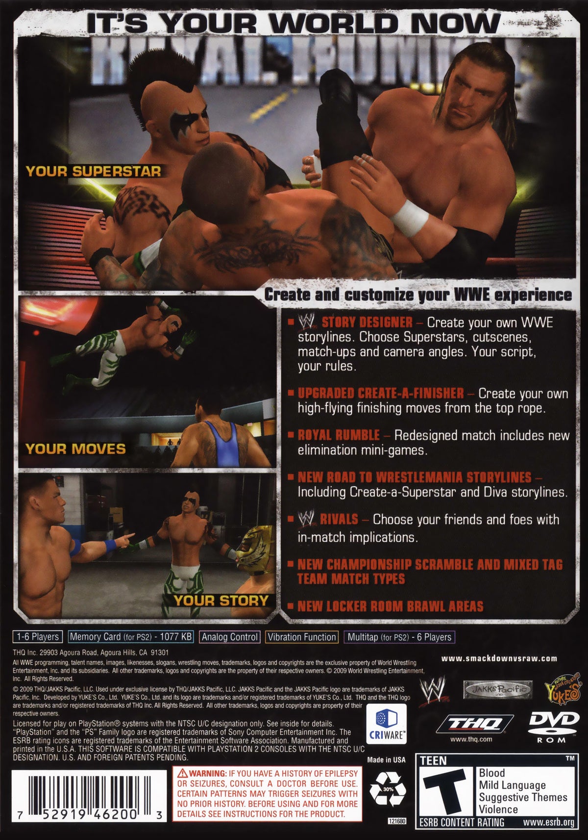 WWE Smackdown vs. Raw 2010 | PlayStation 2 | back cover 1 | Region: North America | Source: LaunchBox