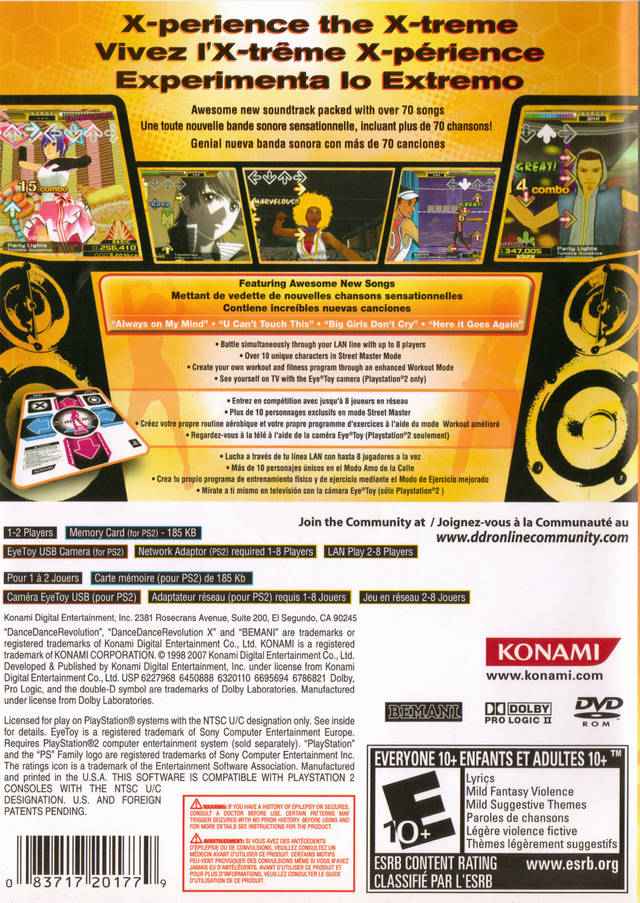 Dance Dance Revolution X | PlayStation 2 | back cover 1 | Region: North America | Source: LaunchBox