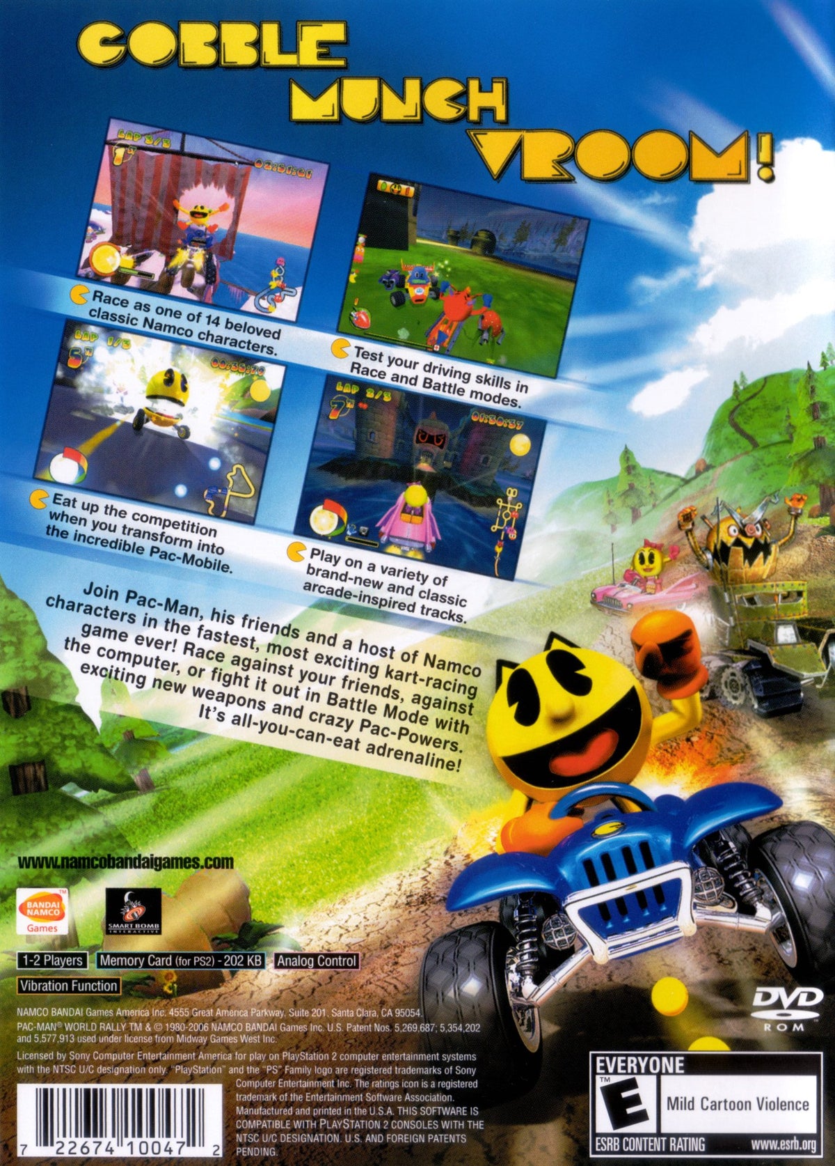 Pac-Man World Rally | PlayStation 2 | back cover 1 | Region: North America | Source: LaunchBox