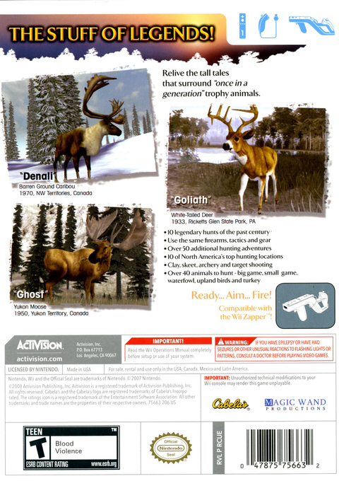 Cabela's Legendary Adventures | Wii | back cover 1