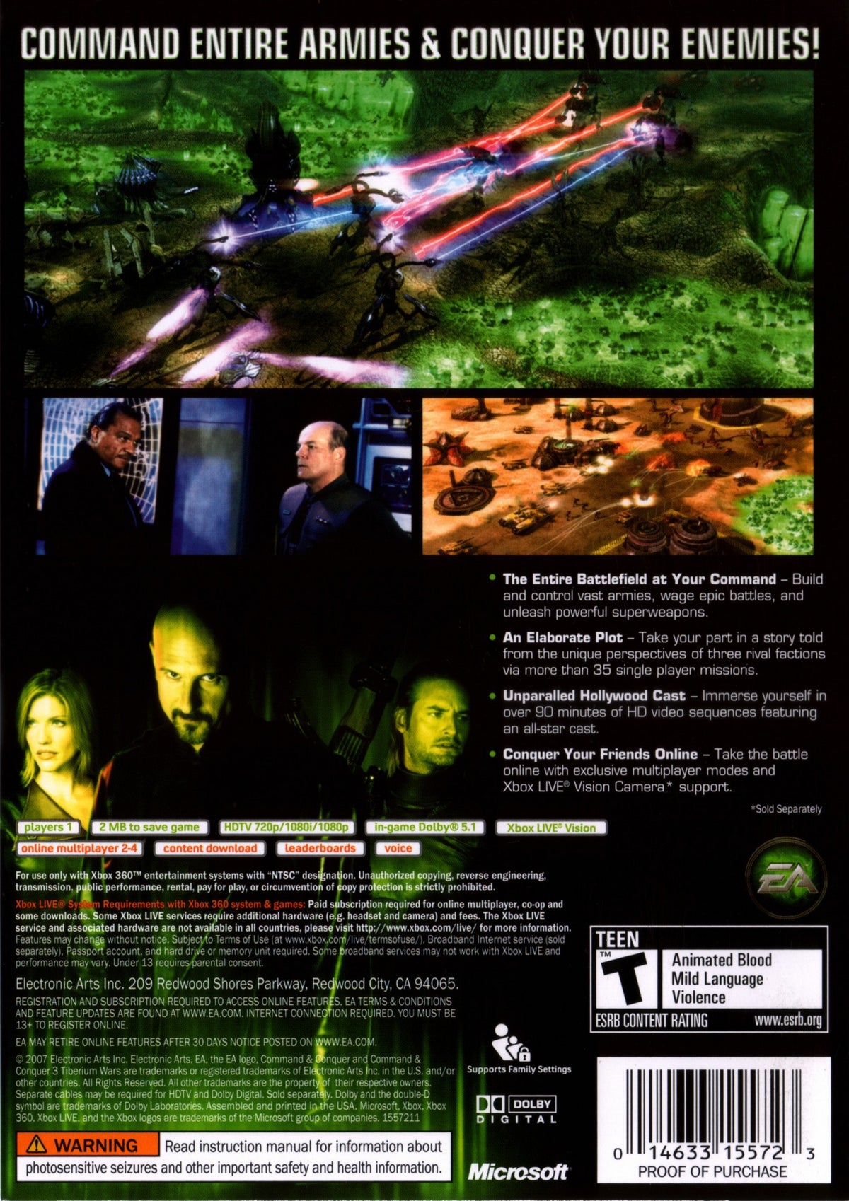 Command & Conquer 3: Tiberium Wars | Xbox 360 | back cover 1