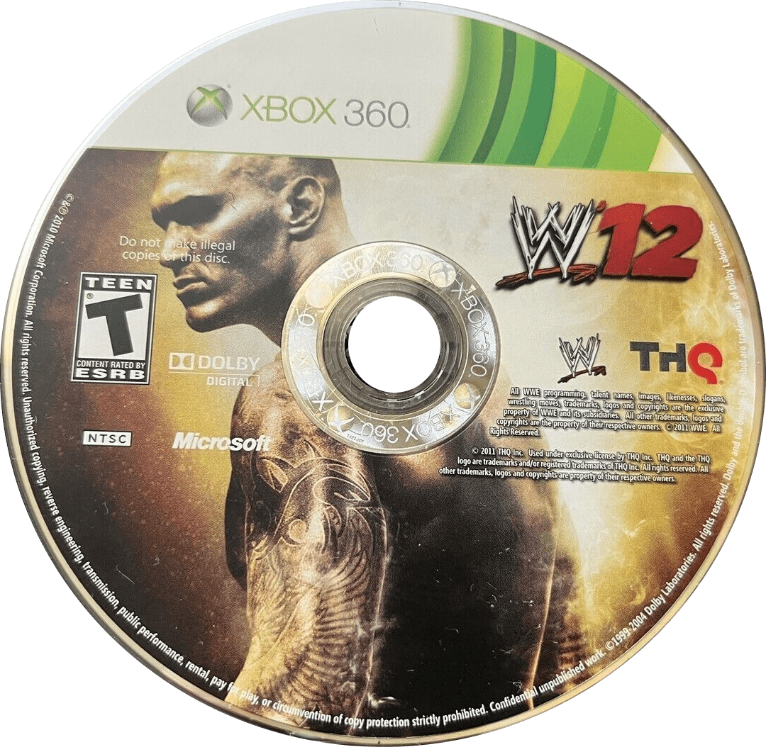 WWE '12 | Xbox 360 | game disc/cartridge 1 | Region: North America | Source: LaunchBox