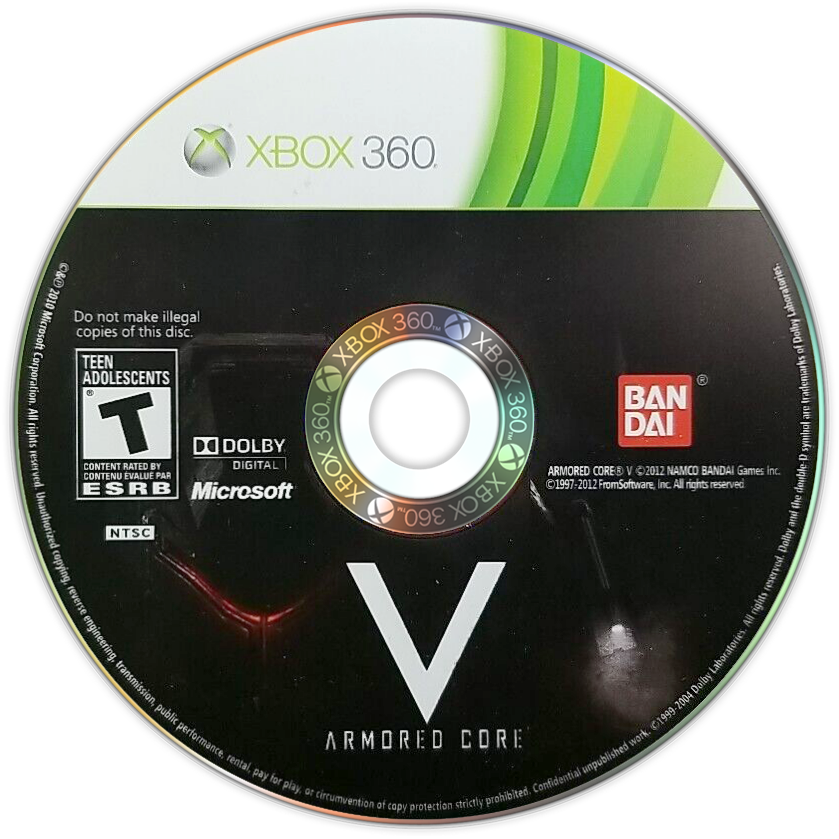 Armored Core V | Xbox 360 | game disc/cartridge 1 | Region: North America | Source: LaunchBox