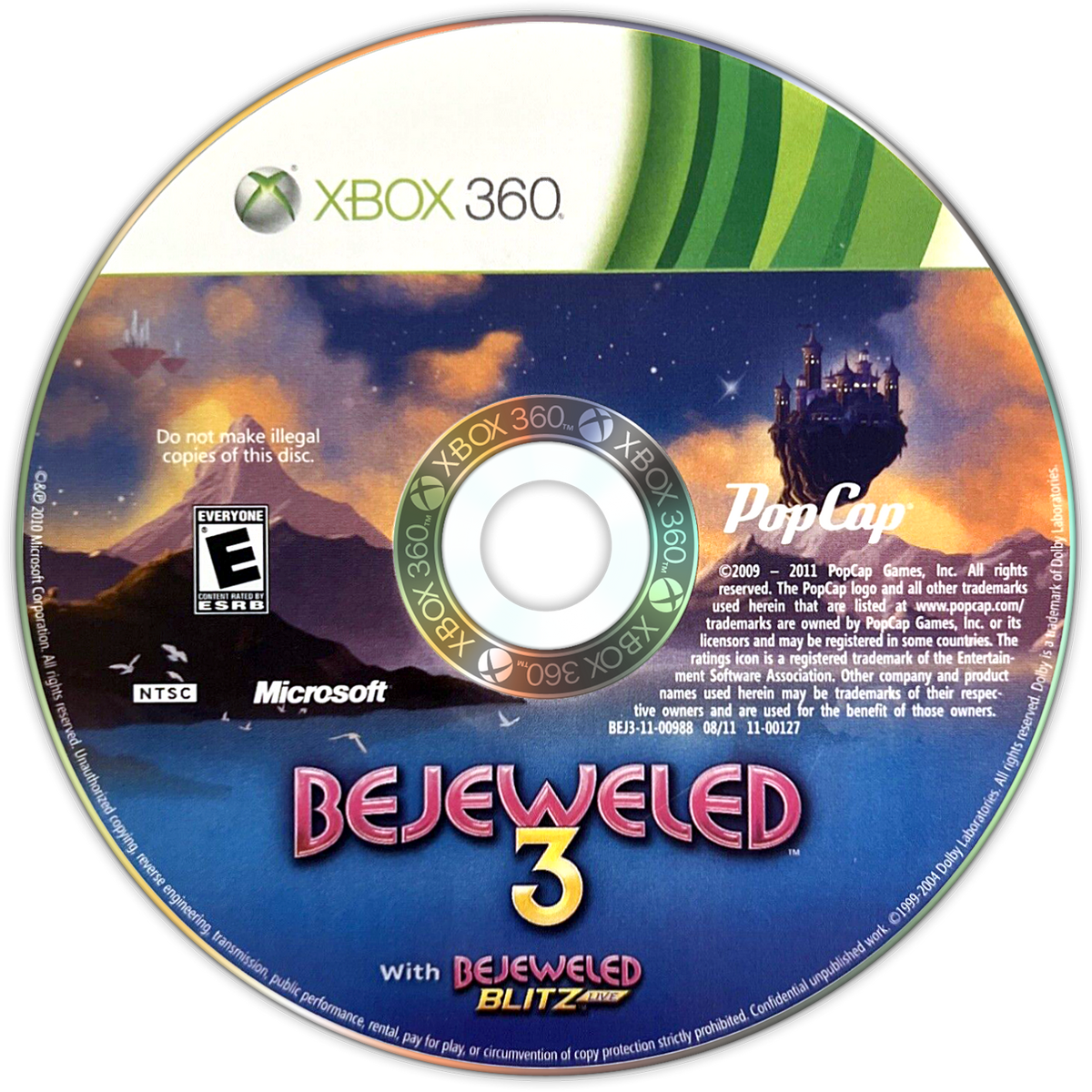 Bejeweled 3 | Xbox 360 | game disc/cartridge 1 | Region: North America | Source: LaunchBox