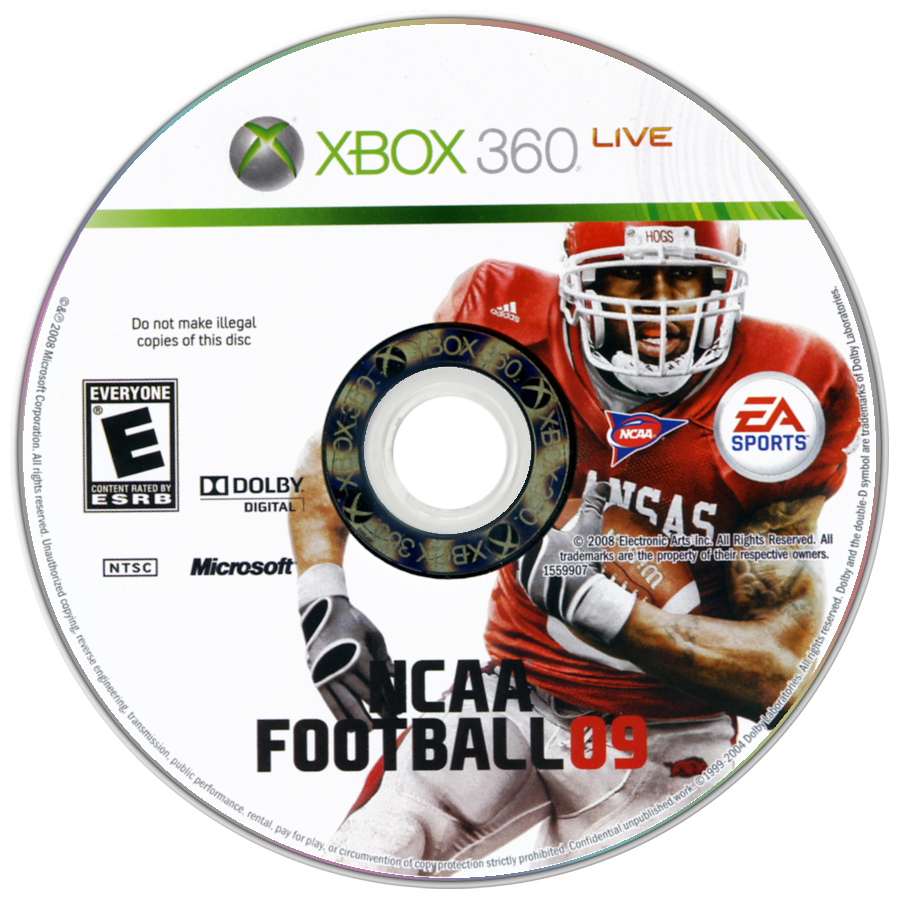 NCAA Football 09 | Xbox 360 | game disc/cartridge 1 | Region: North America | Source: LaunchBox