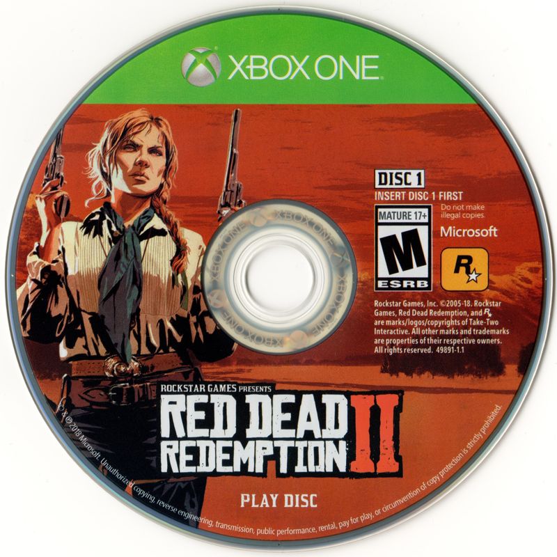 Red Dead Redemption II | Xbox One | game disc 1 of 2 | Region: North America | source-country=United States | Data by MobyGames.com