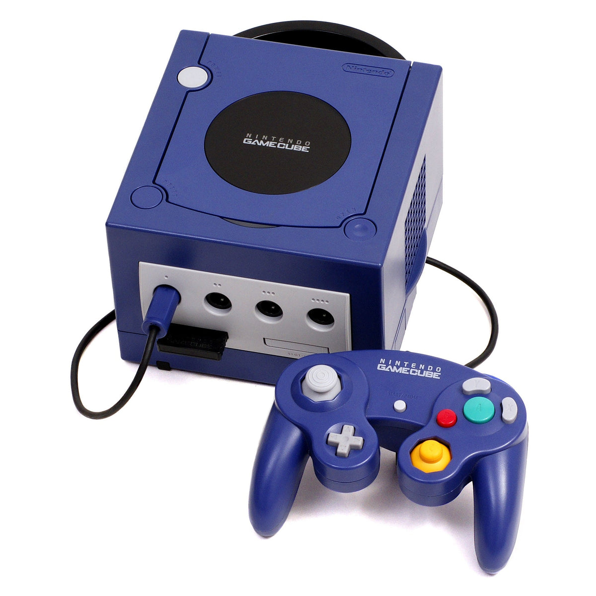 Indigo Nintendo GameCube console with controller and Memory Card