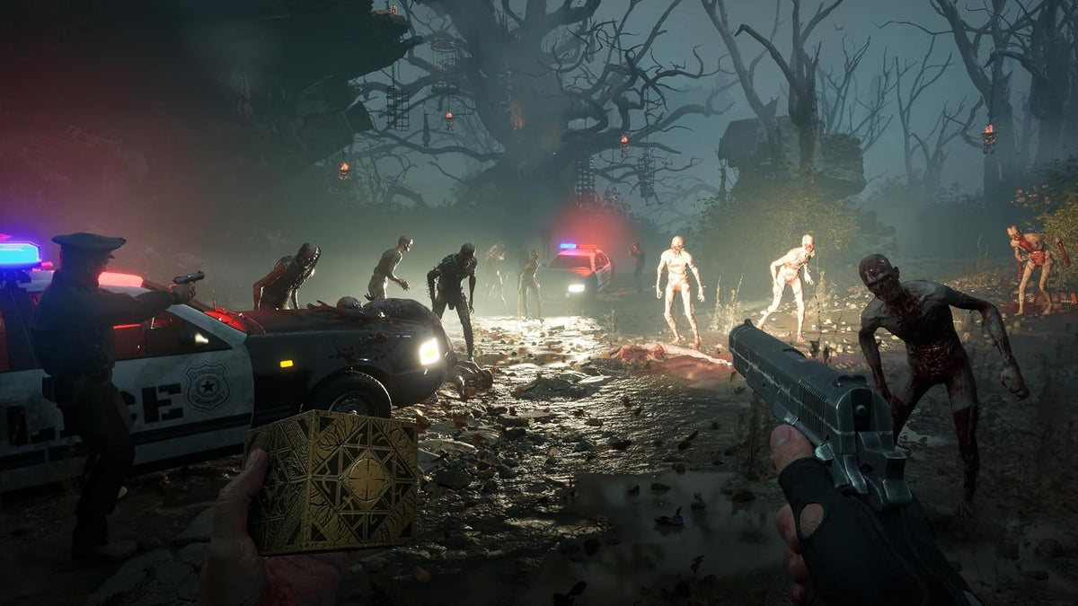 First-person Hellraiser: Revival combat with a pistol and the Genesis Configuration