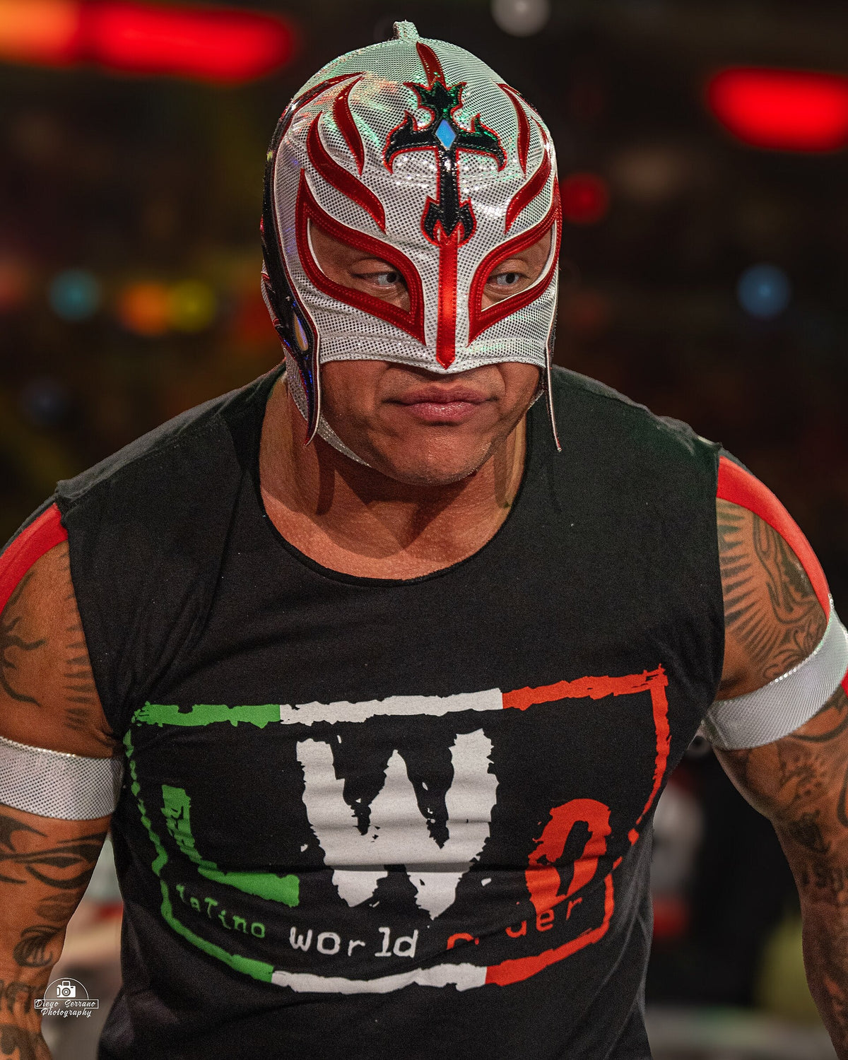 Rey Mysterio at Royal Rumble on February 1, 2025, photographed by Diego Serrano; archival photograph, not WWE 2K26 gameplay