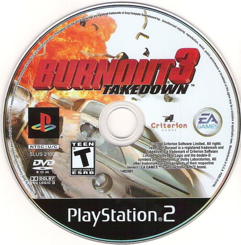 Burnout 3 Takedown PlayStation 2 game disc