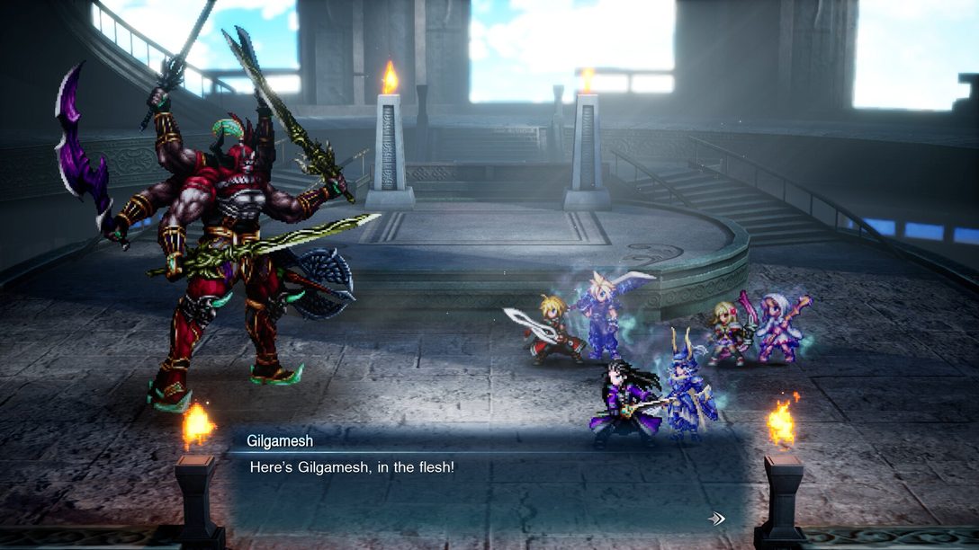 Gilgamesh faces the party in Final Fantasy Resonance in an official gameplay screenshot