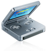 Official Nintendo image of an open silver Game Boy Advance SP