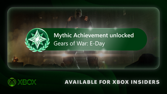 Official Xbox image announcing Mythic Achievements with Gears of War E-Day artwork