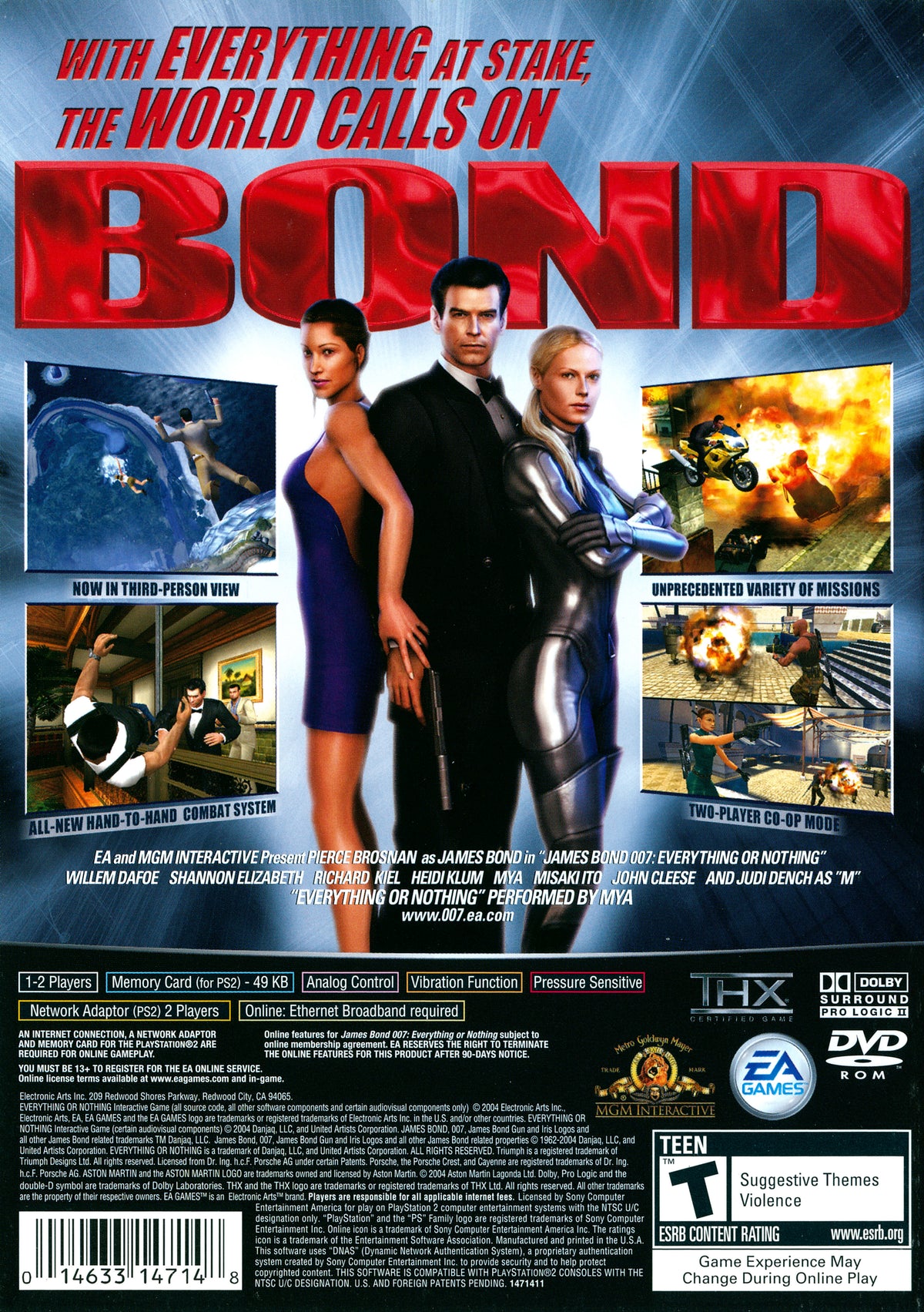 
007: Everything or Nothing PS2 back cover