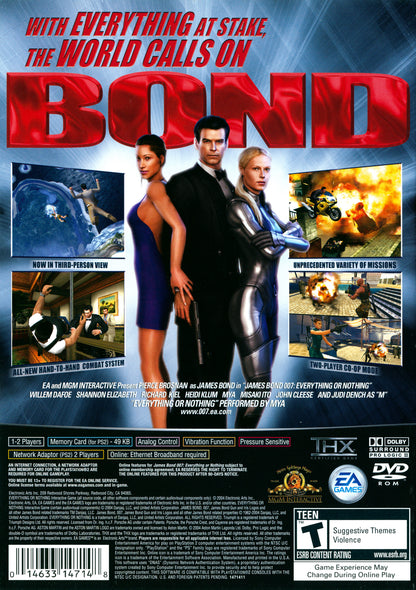 
007: Everything or Nothing PS2 back cover