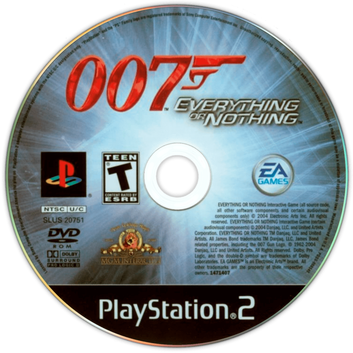 007: Everything or Nothing PS2 game disc