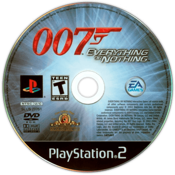 
007: Everything or Nothing PS2 game disc
