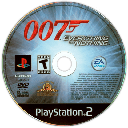 
007: Everything or Nothing PS2 game disc