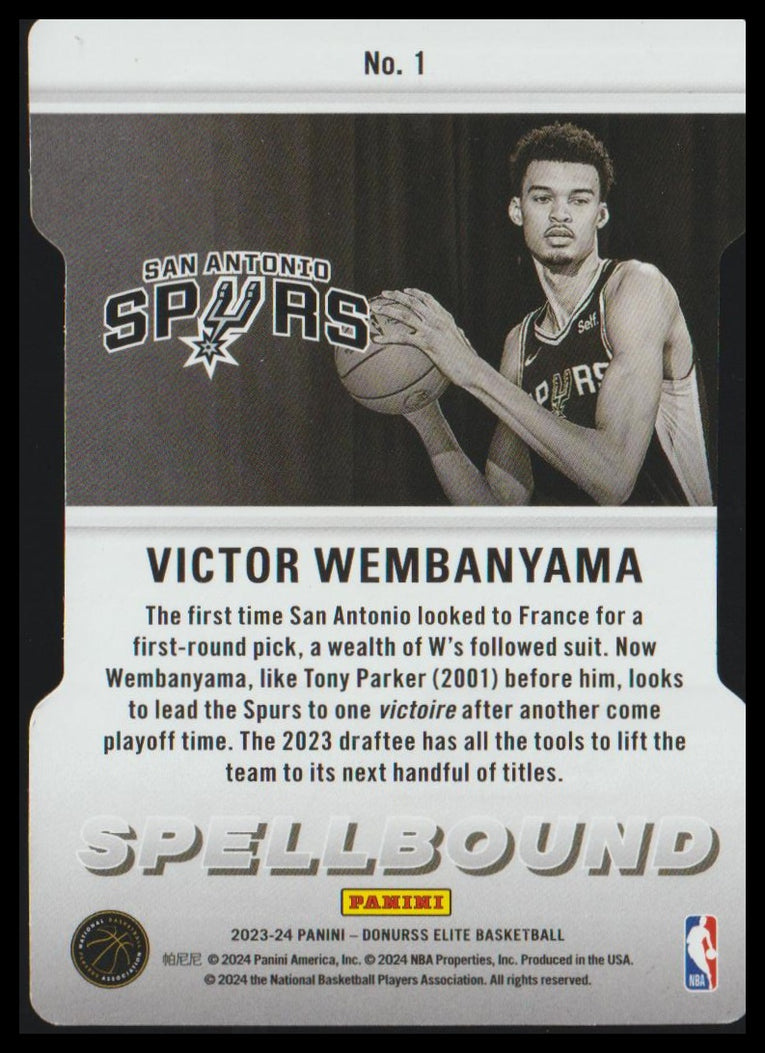 2023-24 Donruss Elite #1 Victor Wembanyama Spellbound Orange Die Cut