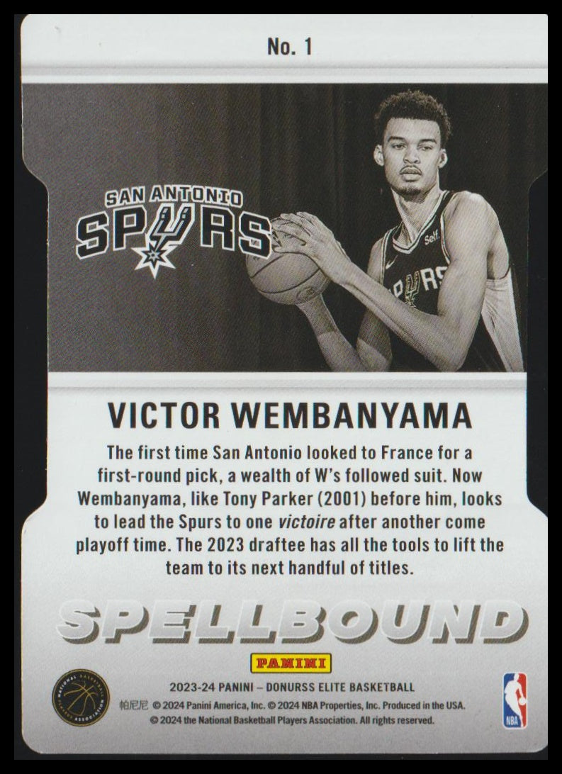 2023-24 Donruss Elite #1 Victor Wembanyama Spellbound Orange Die Cut