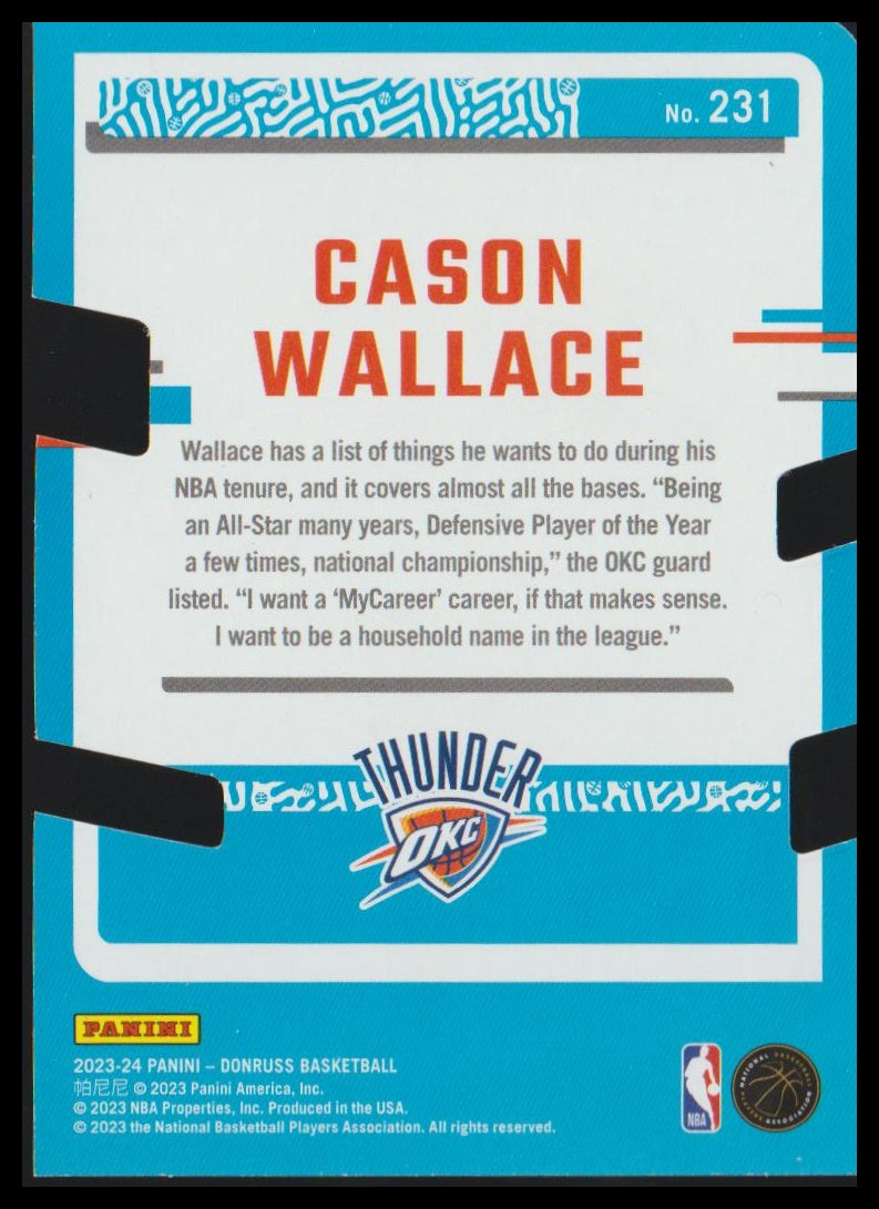 2023-24 Donruss #231 Cason Wallace Light Blue Laser Holo #/25