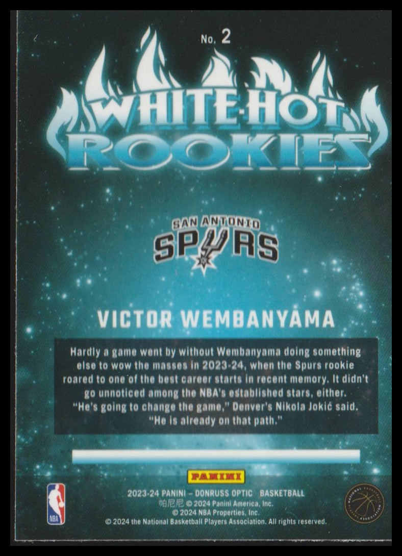 2023-24 Donruss Optic #2 Victor Wembanyama White Hot Rookies