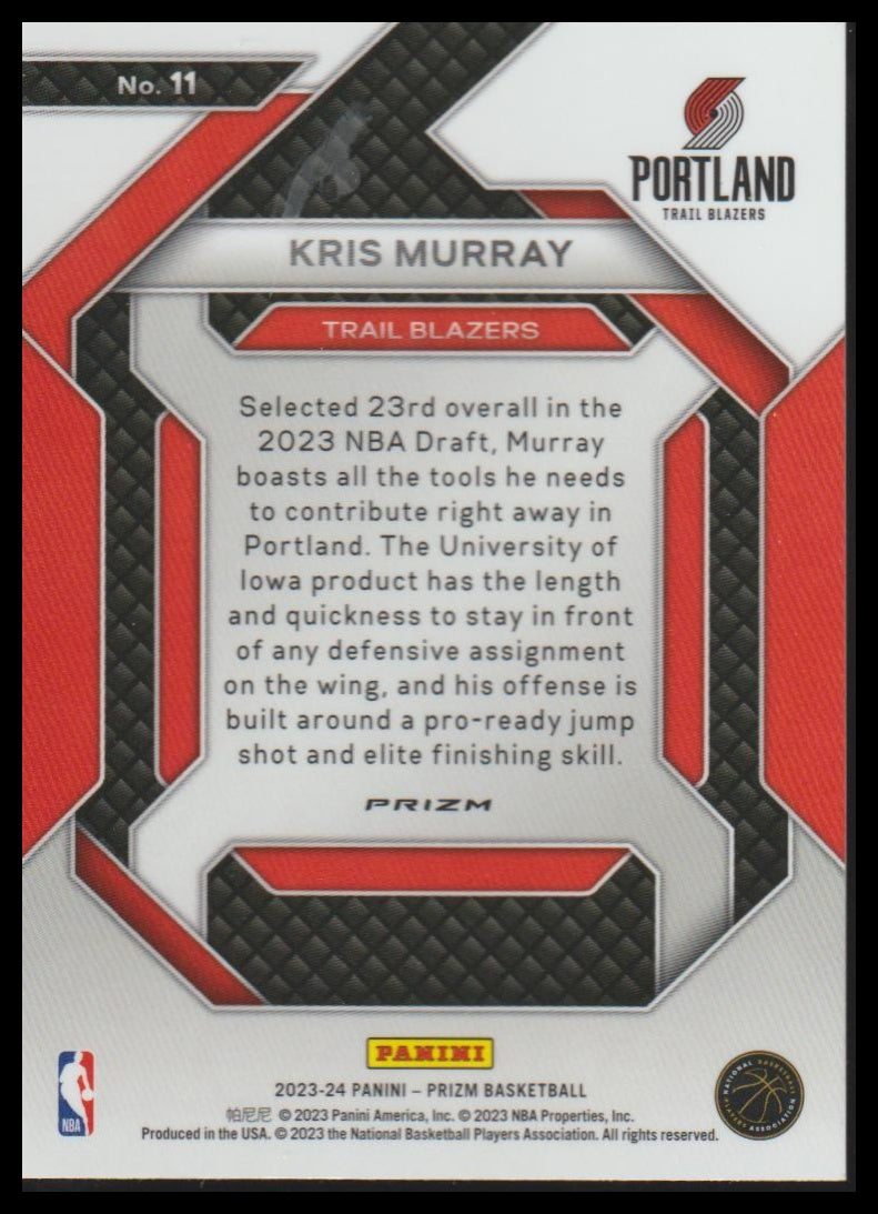 2023-24 Panini Prizm #11 Kris Murray Emergent Prizms Green