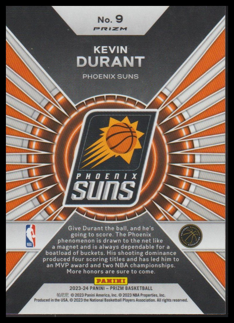 2023-24 Panini Prizm #9 Kevin Durant Dominance Prizms Green