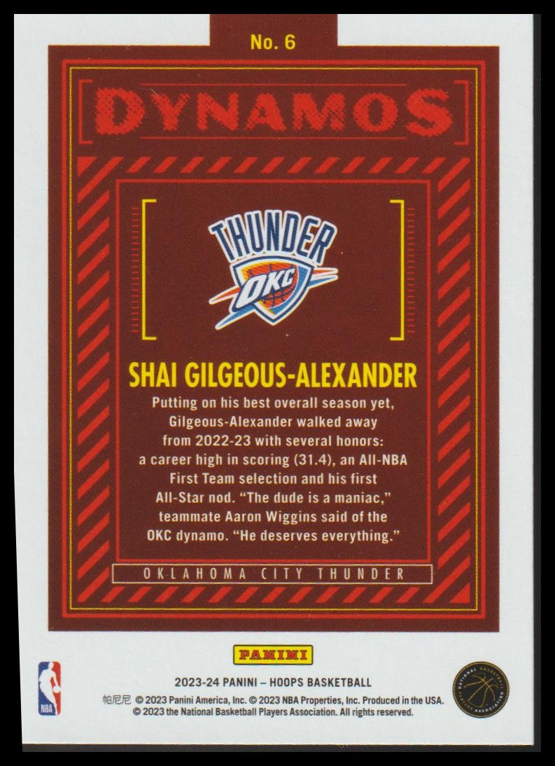 2023-24 Hoops Winter #6 Shai Gilgeous-Alexander Dynamos