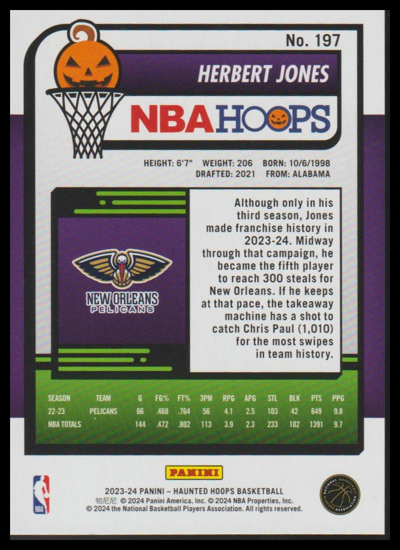 2023-24 Hoops Haunted Hoops #197 Herbert Jones Orange