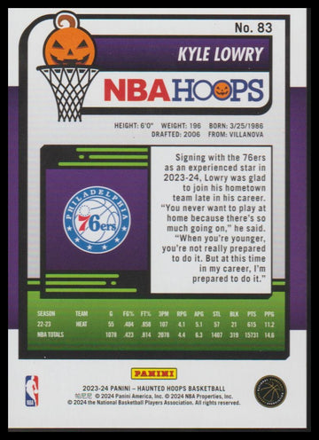 
2023-24 Hoops Haunted Hoops #83 Kyle Lowry Orange