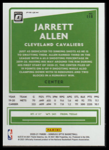 2020-21 Donruss Optic #118 Jarrett Allen Holo