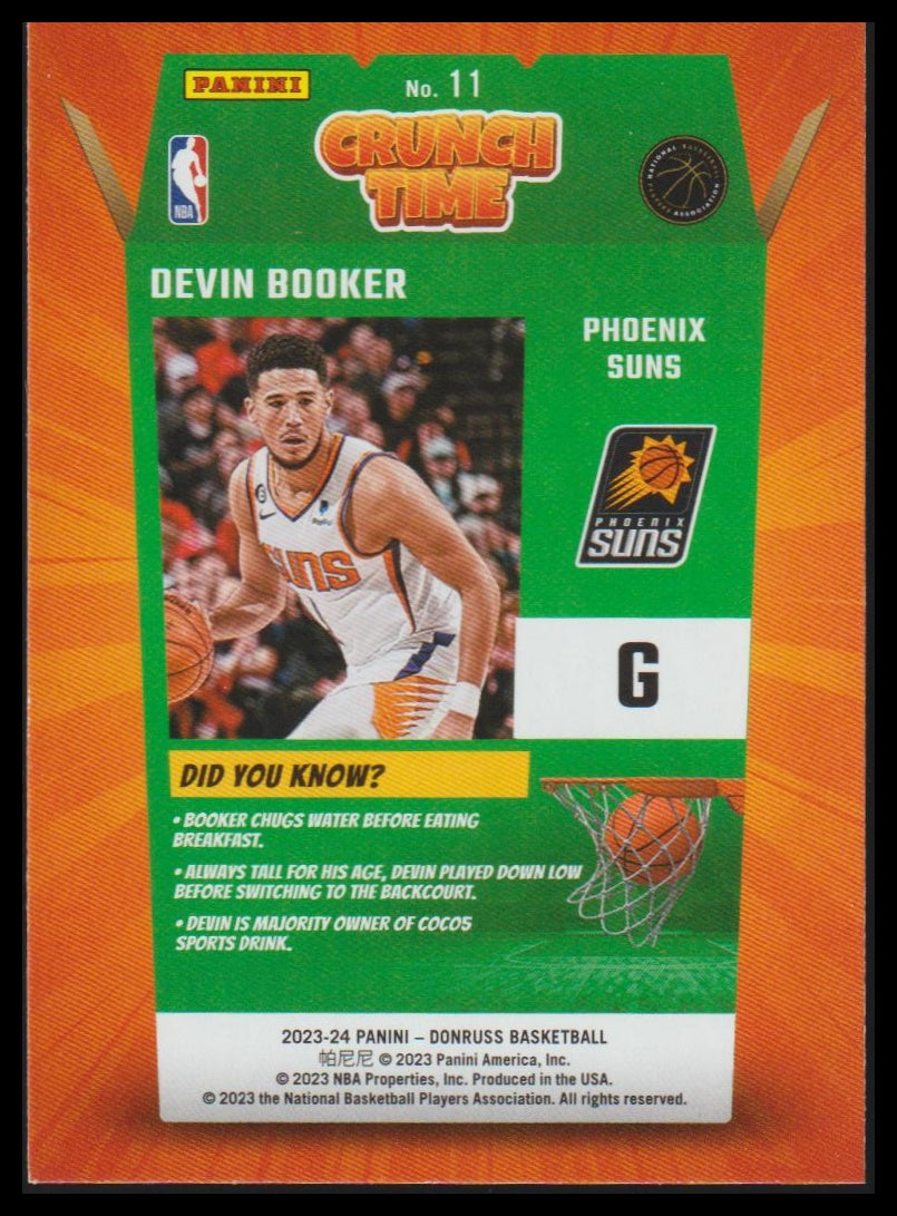 2023-24 Donruss #11 Devin Booker Crunch Time Purple Press Proof