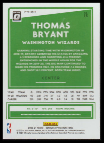 2020-21 Donruss Optic #15 Thomas Bryant Holo