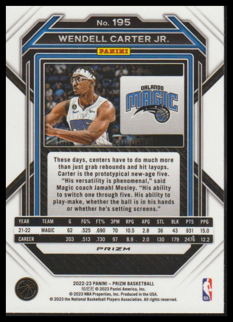 2022-23 Panini Prizm #195 Wendell Carter Jr. Prizms Ice