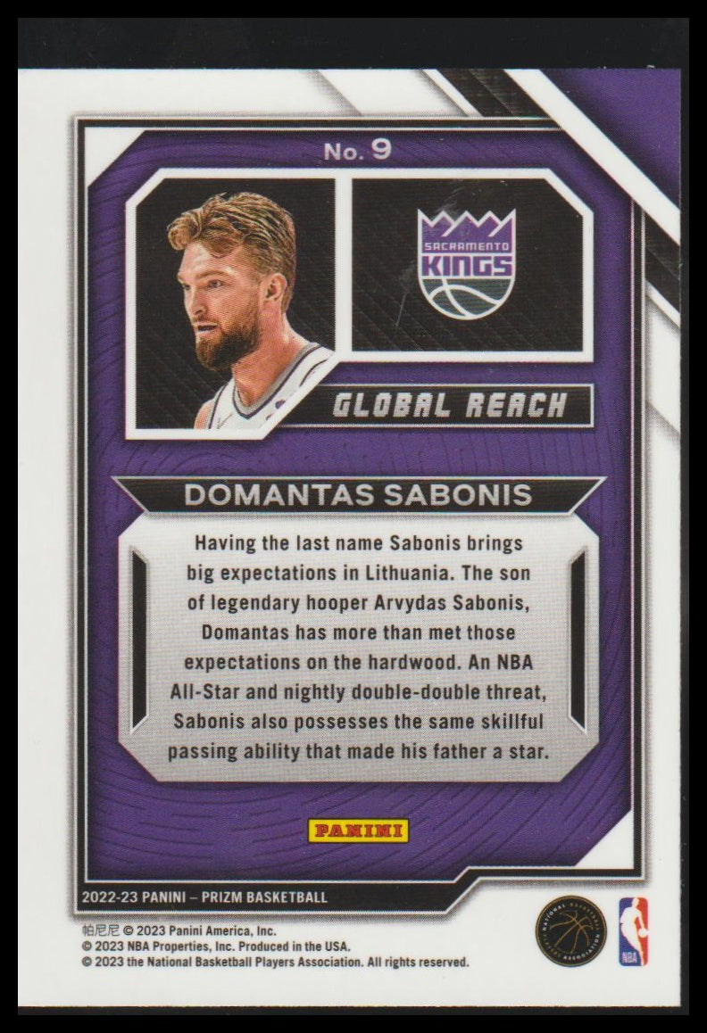 2022-23 Panini Prizm #9 Domantas Sabonis Global Reach